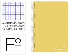 Cuaderno espiral Liderpapel Witty Folio tapa dura 80h 75g c/4mm. color amarillo